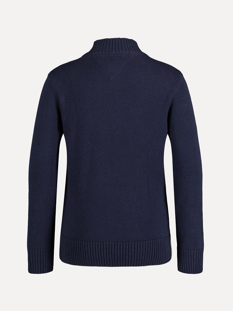 Fiú Tommy Hilfiger Big Mockneck Pulóverek Sötétkék | HU 2194DFM